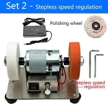 100W Double Table Grinder Machine — Electric Grinding Wheel for Coarse & Fine Polishing with Motorized Stone