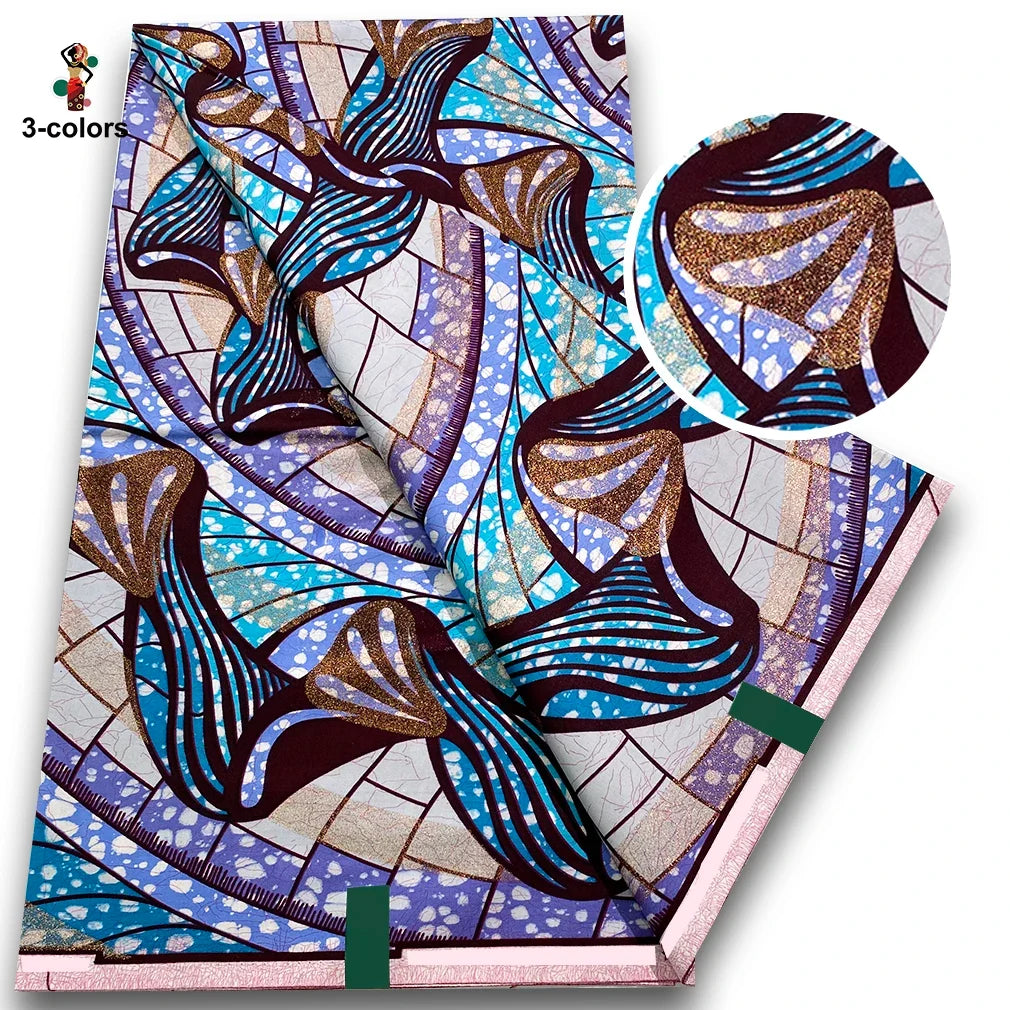 Super Glitter Golden Wax Fabric - Soft Cotton Ankara Batik with Flash Gold Print for Nigerian & African Fashion