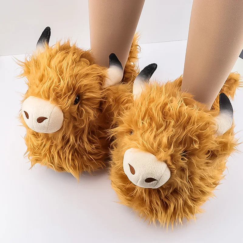 Winter Dinosaur Cotton Slippers for Women — Cartoon T-Rex Plush Velvet Home Slippers, Warm & Non-Slip Floor Shoes