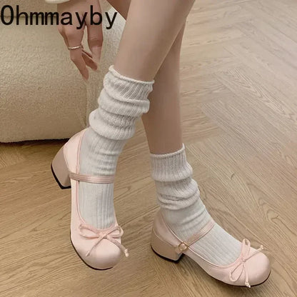 2025 Spring Autumn Mary Jane Shoes — Elegant Mid Heel Round Toe Pumps for Women