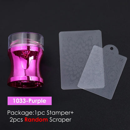 Transparent Nail Art Stamper Kit - French Manicure Stamping Plate, Scraper & Polish Tools