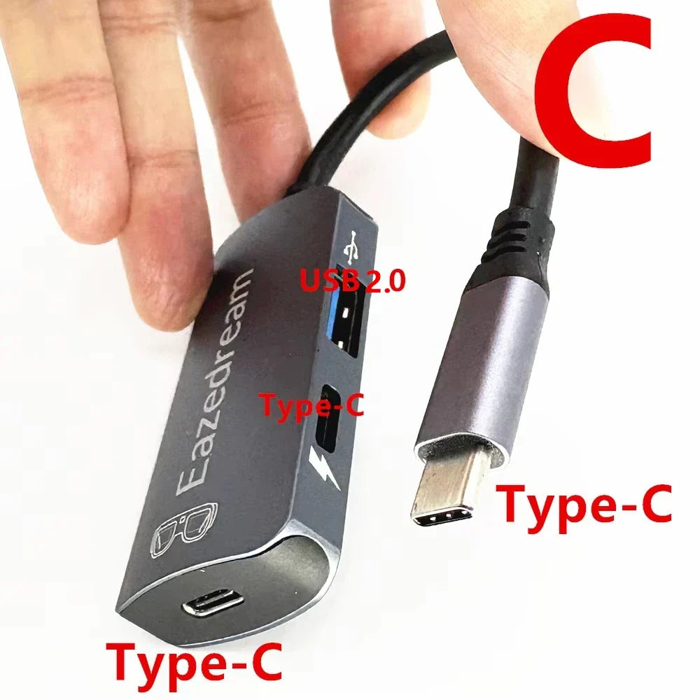 AR Glasses Hub – Multi-Device Type-C & HDMI-Compatible Charging Adapter for Xreal, Viture, Rokid, Rayneo XR