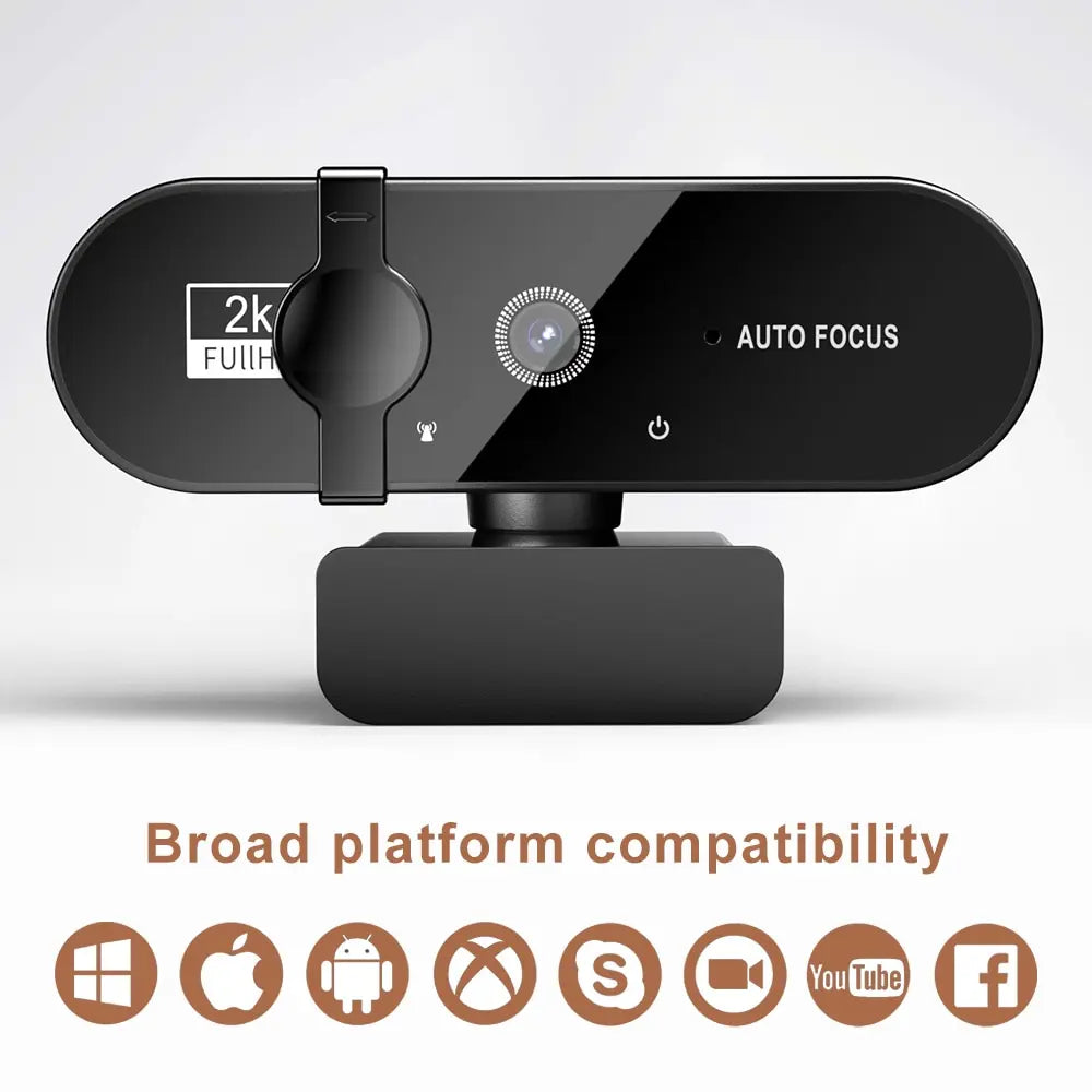4K & 1080P Mini Webcam | 2K Full HD USB Camera with Microphone, Auto Focus for PC & Laptop