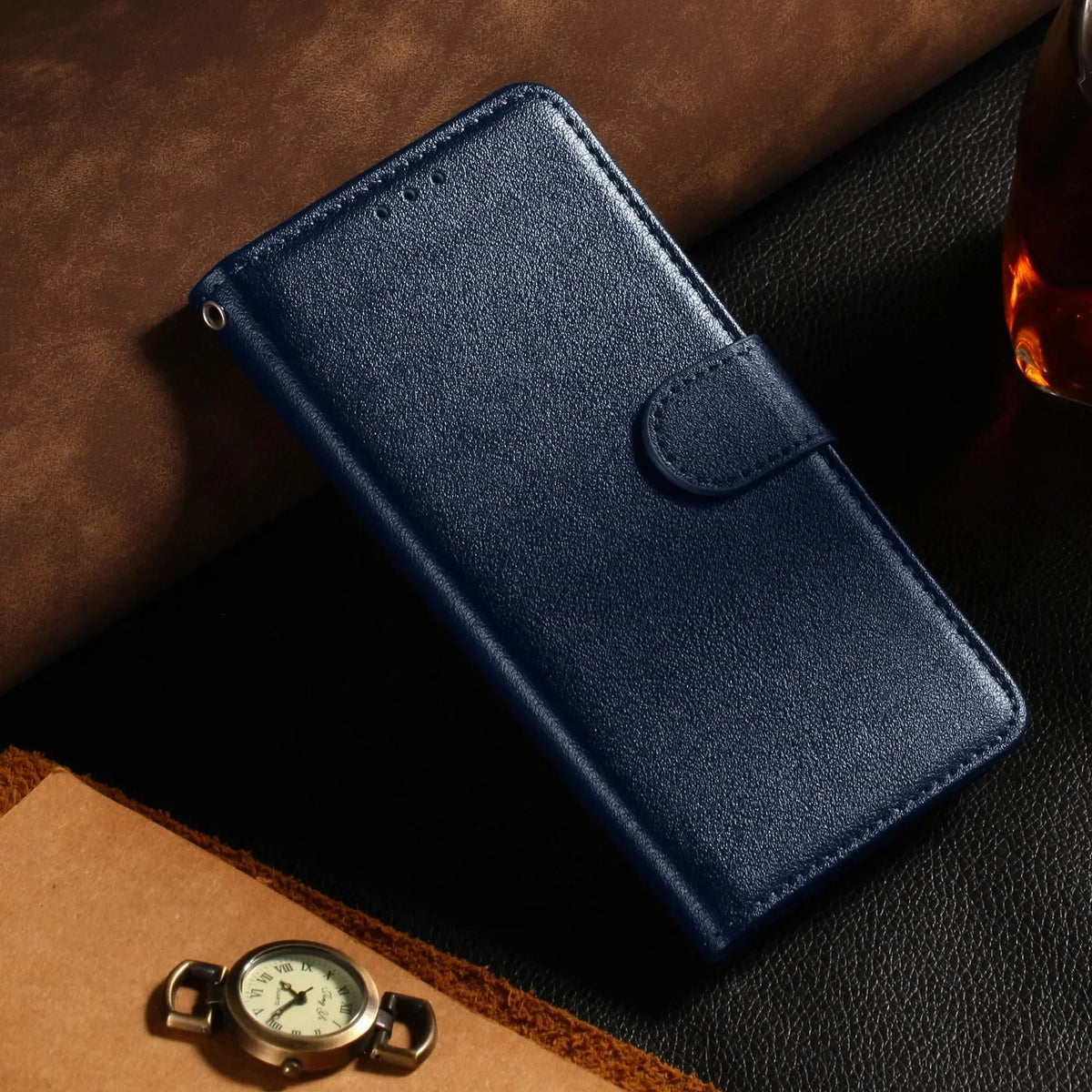 Samsung Galaxy Leather Flip Wallet Case - Protective Cover with Card Holder