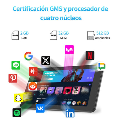 PRITOM 7-Inch Android Tablet PC – 32GB, Quad-Core, HD IPS Display, Dual Camera, WiFi with PU Protective Case