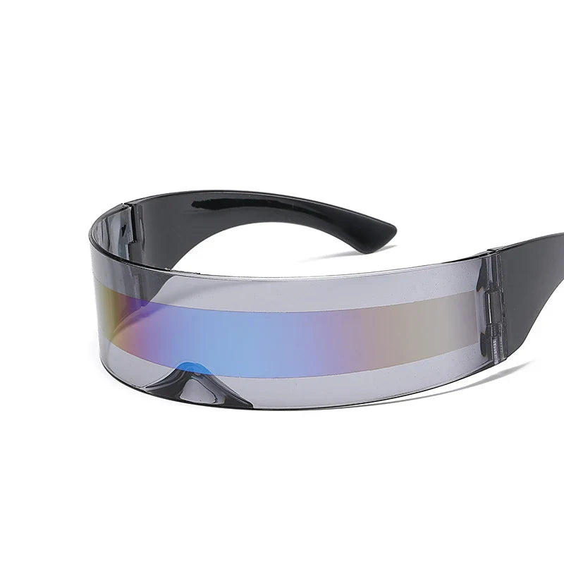 Y2K Future Warrior Rimless Sunglasses – One Piece Lens Cyber Punk Wrap Around Sun Glasses for Men & Women, Hip Hop Party Style