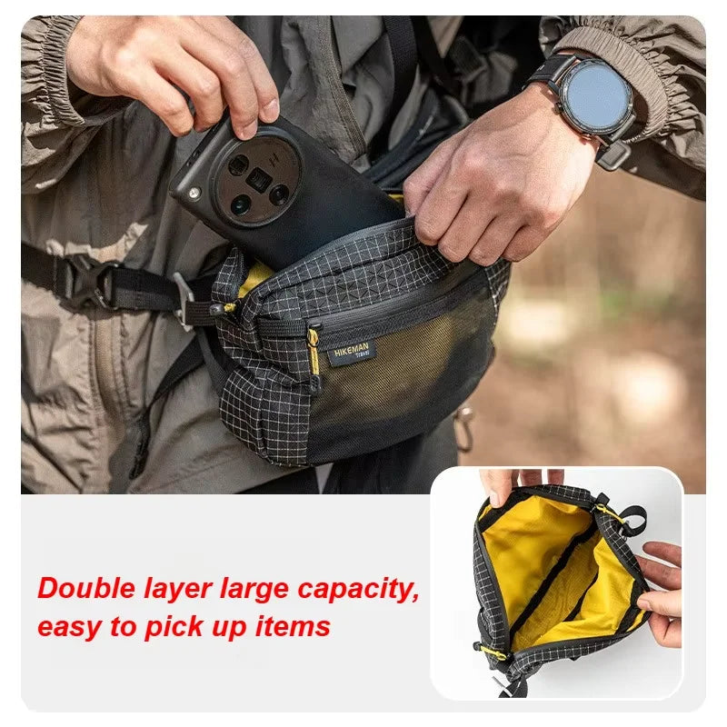 Dyneema Fiber Waist Pack - 1.1L Ultralight Waterproof Multi-Pocket Bag for Cycling, Running, Hiking & Camping