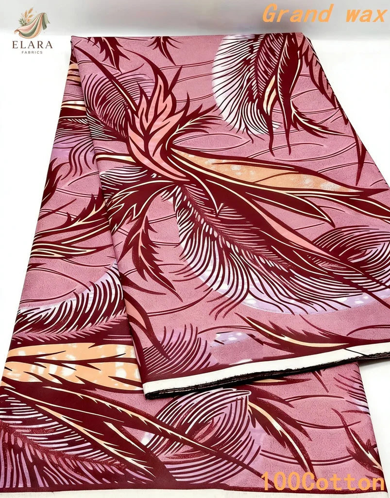 Grand Super African Wax Fabric - 100% Cotton Nigerian Glitter Glam Gold Ankara Print for Sewing
