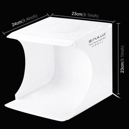 PULUZ 20cm Mini Folding Portable LED Light Box – 550LM Photo Studio Tent Kit with 6 Color Backdrops
