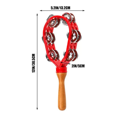 Handheld Wooden Tambourine – Safe, Rustproof & Waterproof Percussion Drum with Eco-Friendly Design