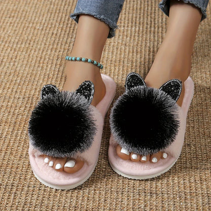 Women’s Rabbit-Shaped Plush Slippers – Comfortable Anti-Slip Home Shoes for Spring & Autumn