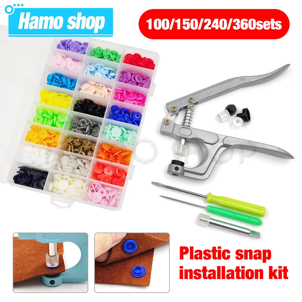 Plastic Snap Fastener Pliers Kit T5 – Resin Button Press Tool Set for DIY Sewing, Clothing & Handbags