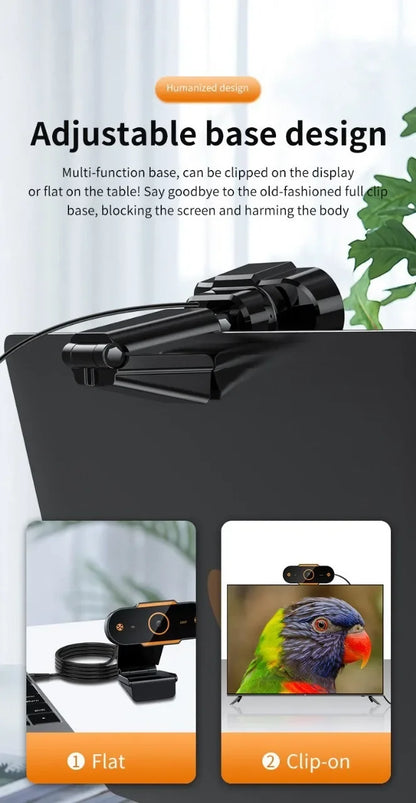 1080P HD Auto Focus Webcam – USB PC Camera with Microphone for Video Calls, Online Teaching & Office Meetings