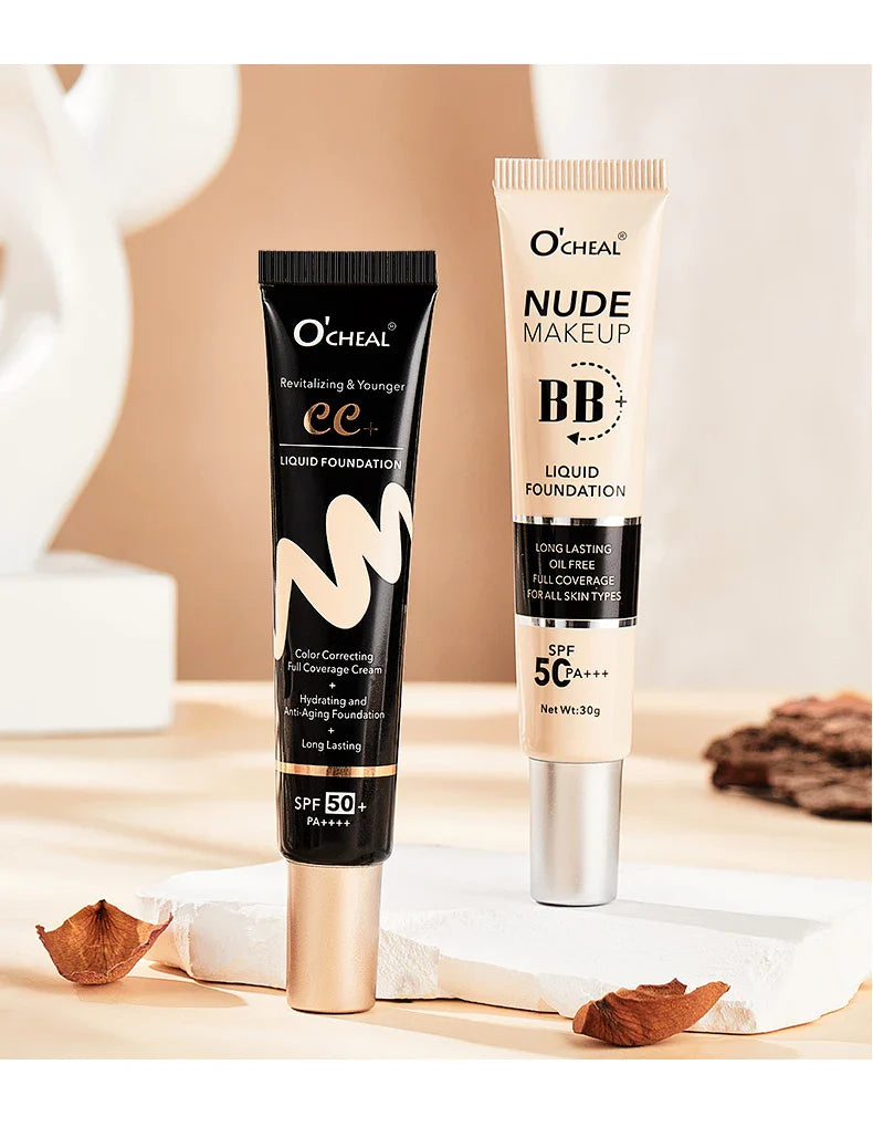 Ocheal 30g BB/CC Sunscreen Cream SPF 50/PA+++ – Anti-Aging, Long-Lasting Full Coverage Facial Foundation