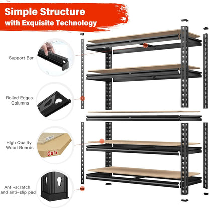 5-Tier Garage Shelving Unit – Heavy Duty Metal Storage Shelves, 2000LBS Capacity for Warehouse