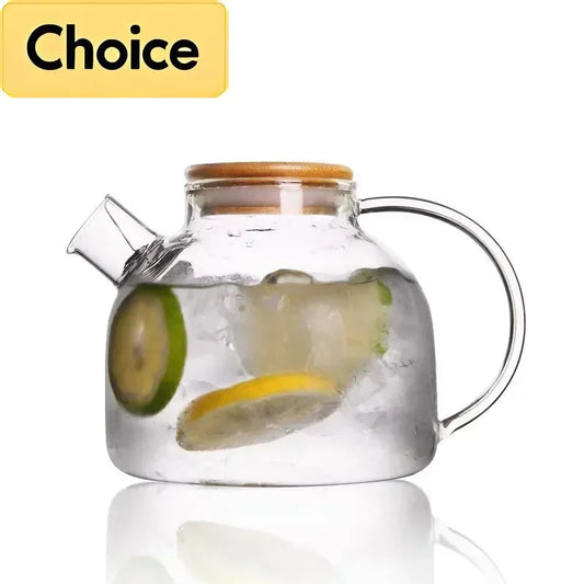 1.8L Transparent Borosilicate Glass Teapot – Heat-Resistant Large Clear Tea Pot for Puer, Flower Tea, Office & Home