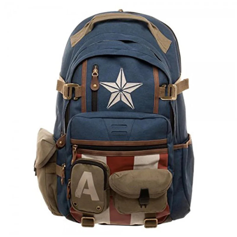 Marvel Avengers Deadpool & Captain America Backpack – Anime Cartoon High-Capacity Travel and Outdoor Leisure Bag