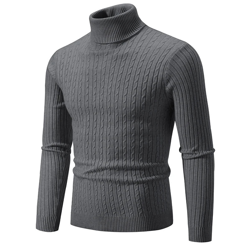 Men's High Neck Turtleneck Sweater - Warm Knitted Pullover Winter Casual Outdoor Top