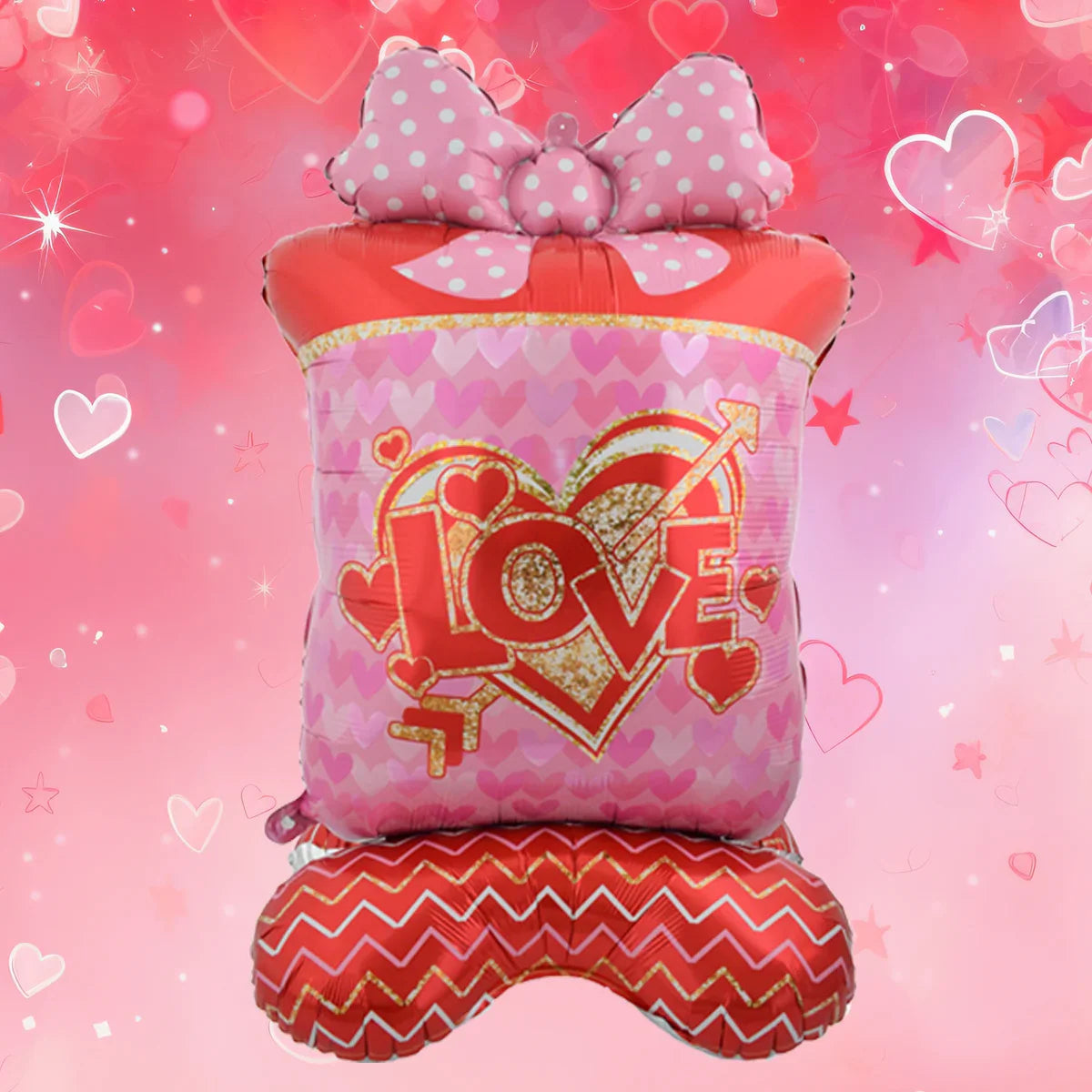 Happy Valentine’s Day Heart Balloon Stand Set – Love Bear & Heart-to-Heart Balloons Wedding Party Decoration