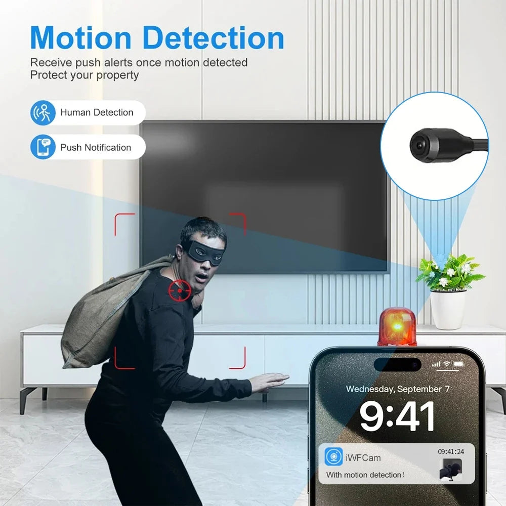 HD 1080P Mini WiFi Camera - Motion Detection Indoor Security Camera with Remote Viewing & Video Recording