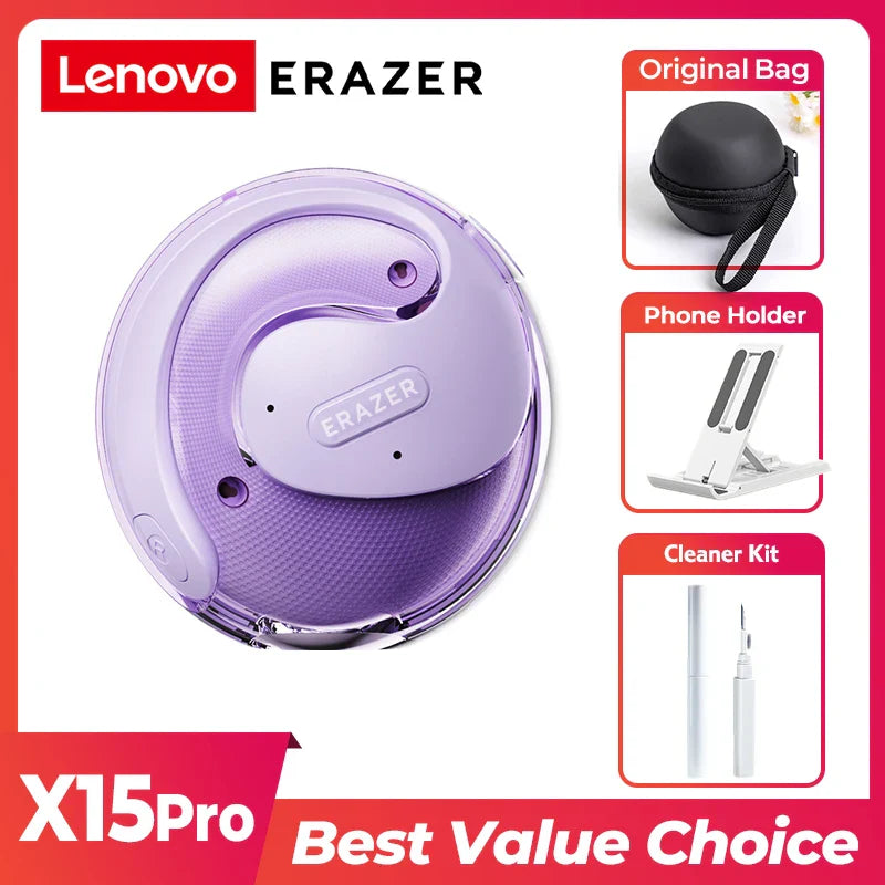 2024 ERAZER X15 Pro Bluetooth 5.4 Earphones – Wireless TWS Earbuds with Open Ear Hooks, Mic & Phone Call Support