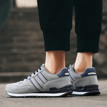 Men's Casual Artificial Leather Sneakers – Lightweight Breathable Lace-Up Flats for Spring & Outdoor Wear