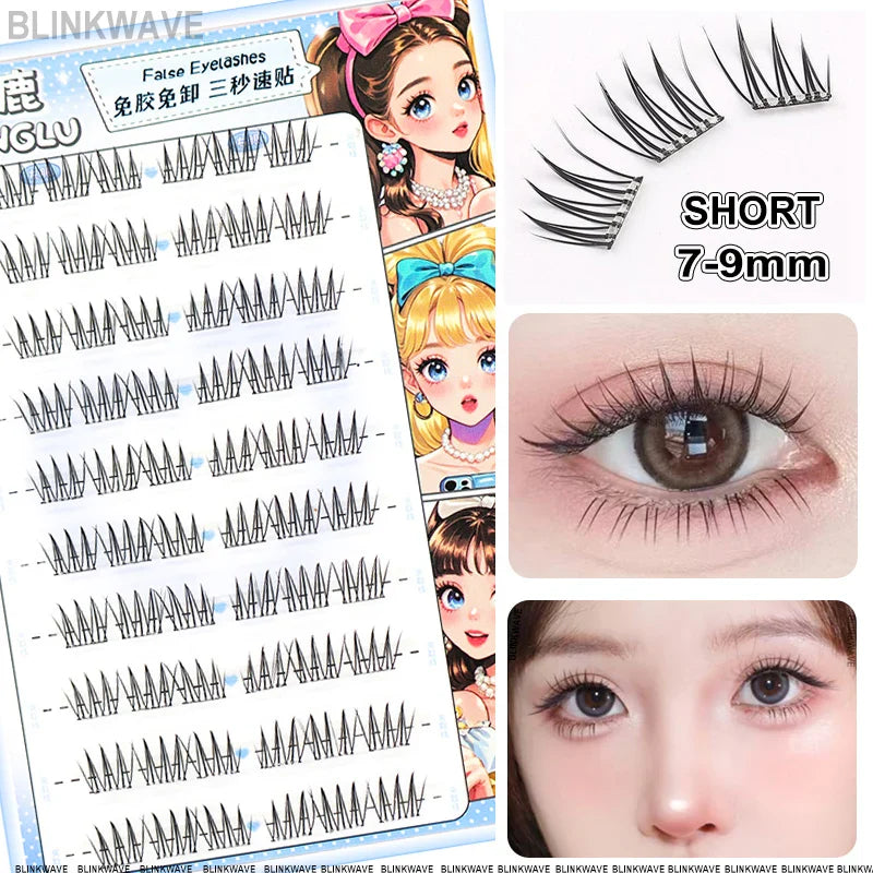 Large Capacity Girls’ Glue-Free False Eyelashes – Natural Wispy Reusable Bottom & Top Lashes, Easy Apply