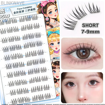 Large Capacity Girls’ Glue-Free False Eyelashes – Natural Wispy Reusable Bottom & Top Lashes, Easy Apply