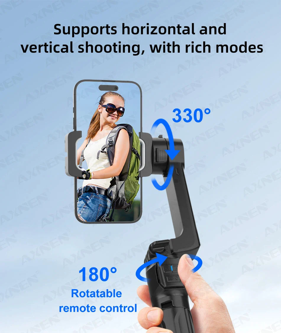 AXNEN HQ2 Series Handheld Mobile Phone Stabilizer – Smartphone Gimbal & GoPro Extension Rod Selfie Stick Tripod