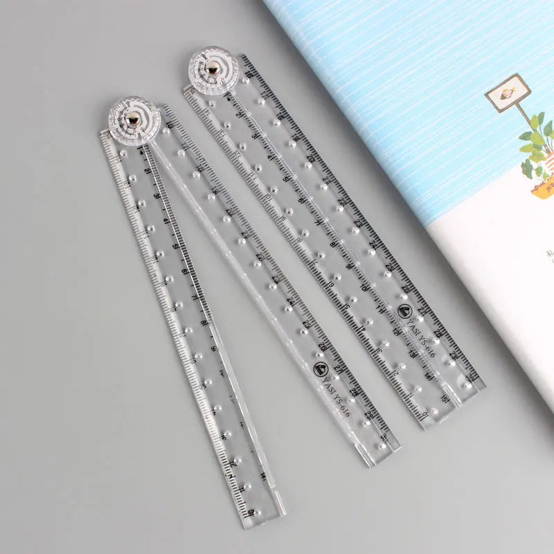 MOHAMM Folding Acrylic Ruler – Portable Measuring Tool for School, Office & Study Use, Durable Transparent Stationery Ruler