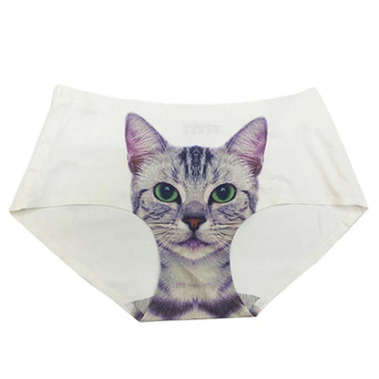 Women's Cat Print Briefs - Cute Meow Star Pattern Casual Underwear