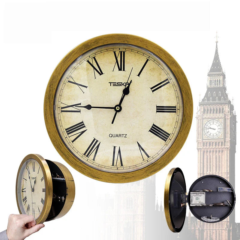 Secret Wall Clock with Hidden Compartment – Safe Box for Cash, Jewelry & Valuables (Home/Office Decoration)