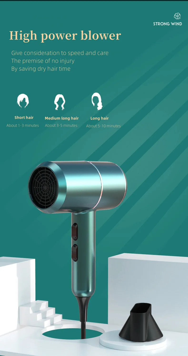 Professional Foldable Hair Dryer with Negative Ions & Blue Light – High Power Salon & Home Use