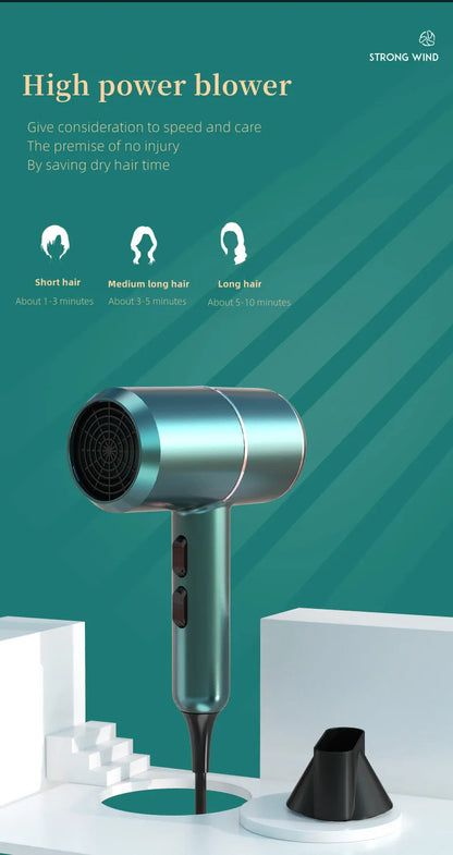 Professional Foldable Hair Dryer with Negative Ions & Blue Light – High Power Salon & Home Use