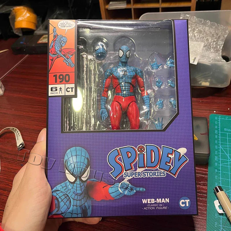 CT Toys Spider-Man Action Figure — Mafex 190 Web Man, SHF 185 Spider & Miles Morales 2099 Anime Model Toy