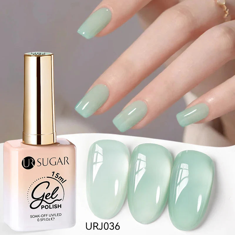 UR SUGAR 15ml Jelly Milky White Gel Polish – Translucent UV Soak Off Nail Art Varnish Semi-Permanent Fashion Nail Color