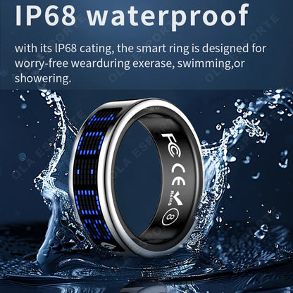 Smart Ring with Display Screen & Touch Control – Call ID Reminder, Tasbih Counter, Health Manager, 5ATM Waterproof Multi-Sport Mode Fitness Ring for Men & Women