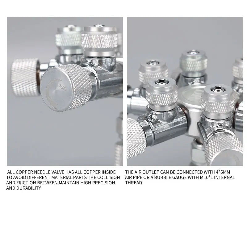 ZRDR Stainless Steel Aquarium CO2 Multi-Way Distributor – Splitter Needle Valve, Check Valve & Bubble Counter for Solenoid Regulator