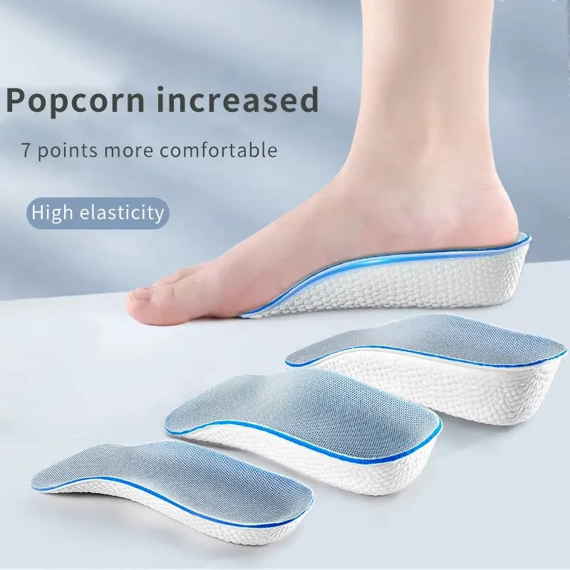 Arch Support Height Increase Insoles — Orthopedic Breathable Memory Foam Half Pads with 7-Point Lift for Flat Feet Support