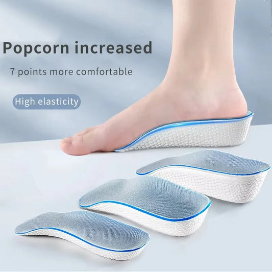 Arch Support Height Increase Insoles — Orthopedic Breathable Memory Foam Half Pads with 7-Point Lift for Flat Feet Support