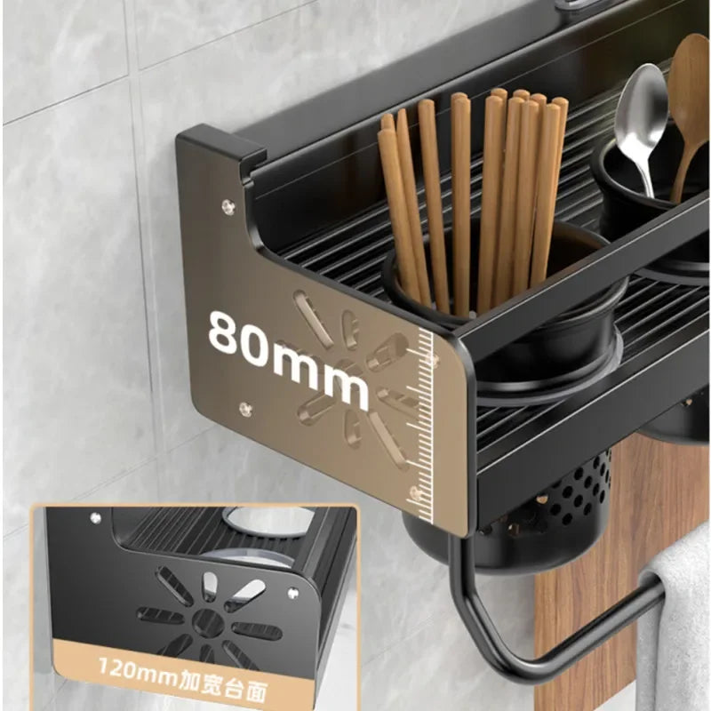 Kitchen Knife & Spice Holder – Stand Organizer with Spoon, Chopsticks Rest and Hanging Storage Rack