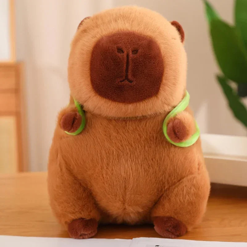 Cute Turtle & Capybara Plush Backpack Pendant – Strawberry Hat Soft Stuffed Toy for Kids Birthday Gift