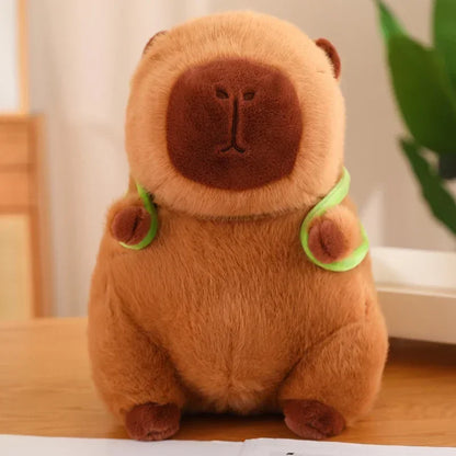 Cute Turtle & Capybara Plush Backpack Pendant – Strawberry Hat Soft Stuffed Toy for Kids Birthday Gift