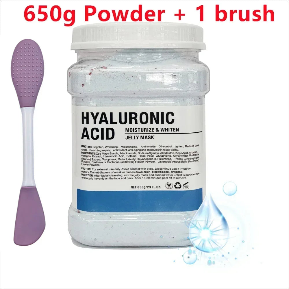 650g Chamomile Hyaluronic Acid Facial Moisturizing Mask Powder with Silicone Brush, Rose Jelly Mask for Skin Elasticity