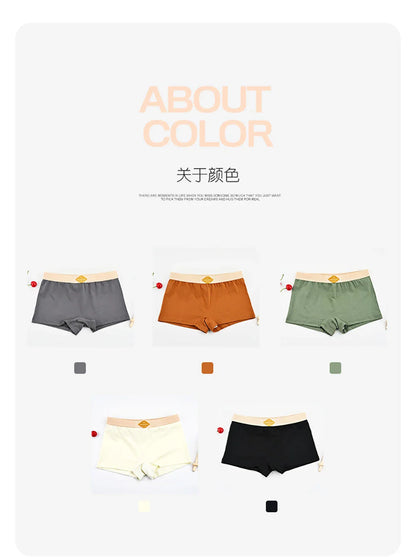 3PCS Women’s Cotton Boxer Underwear — Multicolor Solid Breathable Knit Panties, Soft High-Elastic Mid-Rise Boyshorts