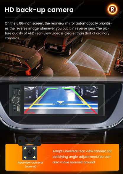 NaviFly 6.86" Universal FM CarPlay Android Auto Car Radio – MP5 Multimedia Player with Camera, No DVD