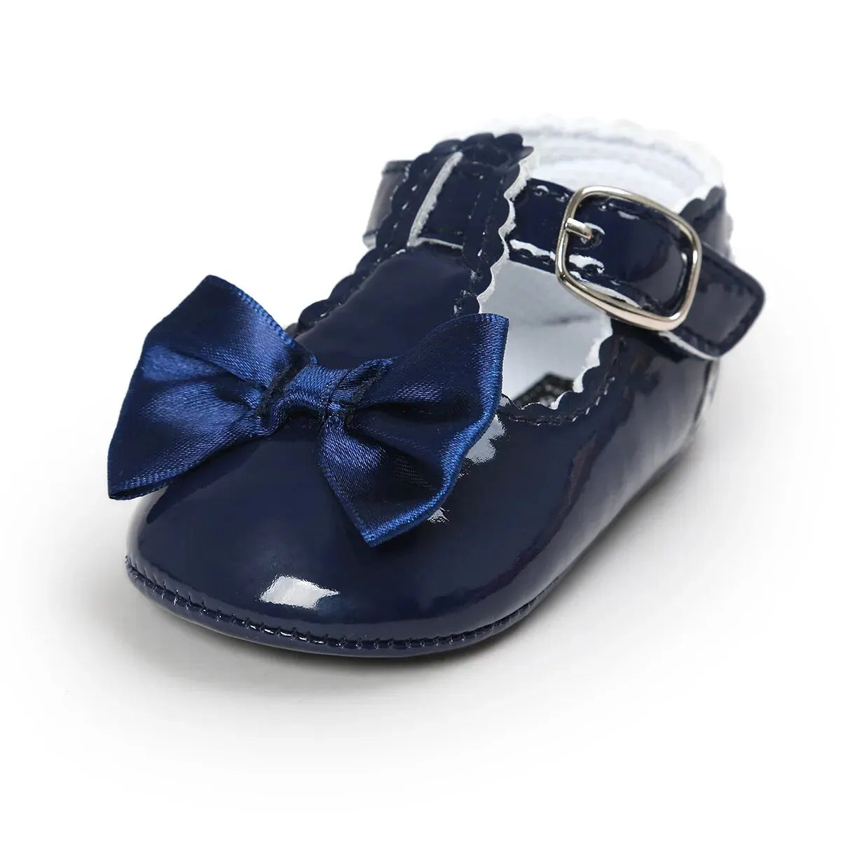Meckior Baby Girls Dress Shoes - Classic Bowknot PU First Walker Shoes with Non-Slip Rubber Sole
