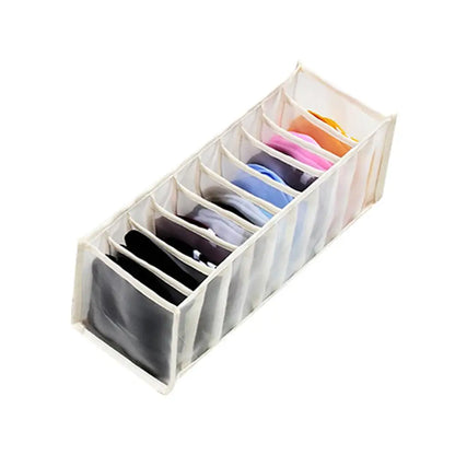 7-Grid Jeans Storage Box — Closet & Wardrobe Drawer Organizer for Clothes, Pants, and Socks Separation