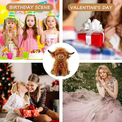 25cm Highland Cow Plush Toy — Soft Stuffed Animal Doll, Kawaii Kids & Baby Gift, Home & Room Decor