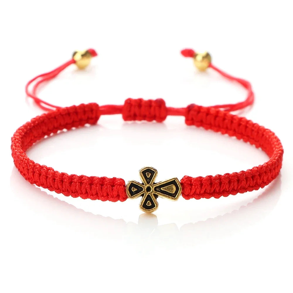 Prayer Cross Rope Bracelet - Handmade Adjustable Nylon Lucky Bangle Jewelry Gift for Women & Men